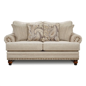southern home furnishings carys doe traditional polyester loveseat in beige