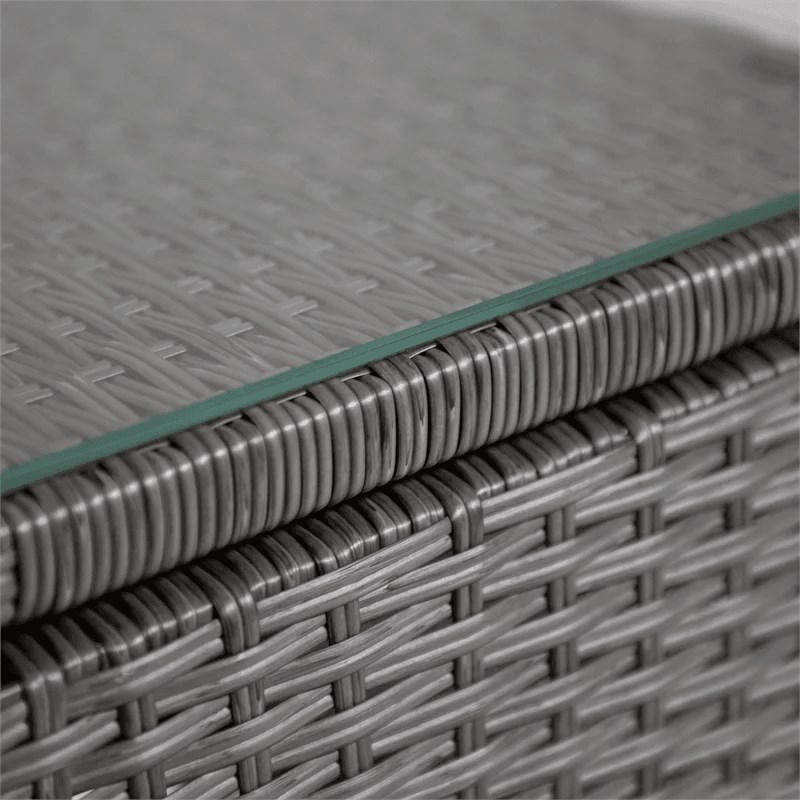 Muse & Lounge Co. Fields Outdoor Patio End Table in Gray PE Wicker / Rattan