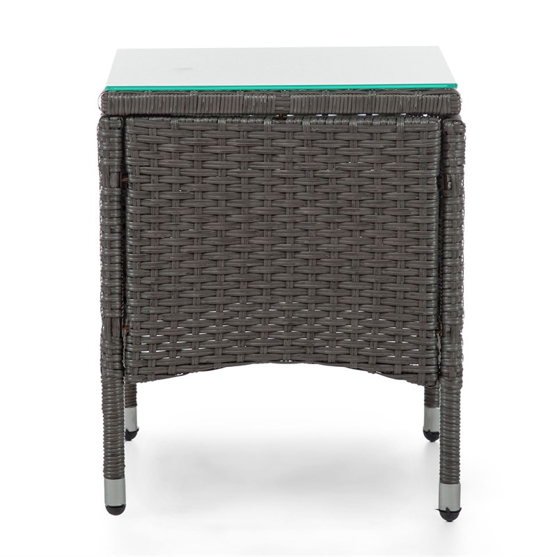 Muse & Lounge Co. Fields Outdoor Patio End Table in Gray PE Wicker / Rattan