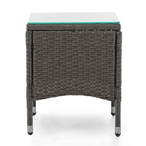 Muse & Lounge Co. Fields Outdoor Patio End Table in Gray PE Wicker / Rattan
