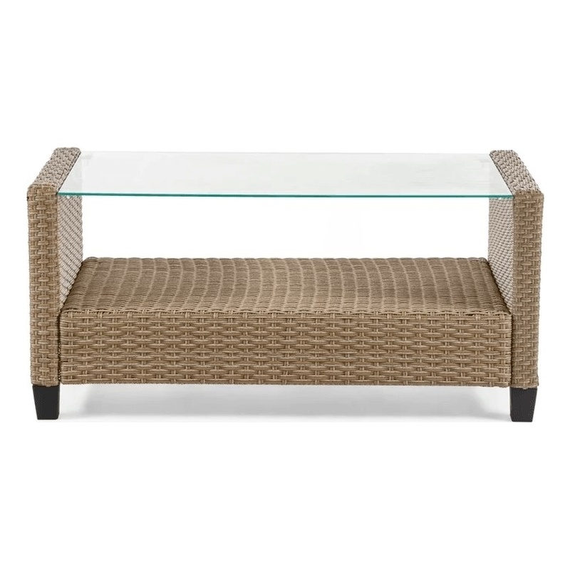 Muse & Lounge Co. Fields Outdoor Patio Coffee Table in Natural Wicker / Rattan