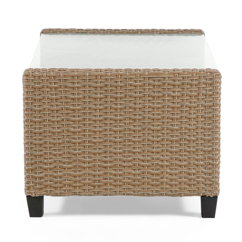 Muse & Lounge Co. Fields Outdoor Patio Coffee Table in Natural Wicker / Rattan