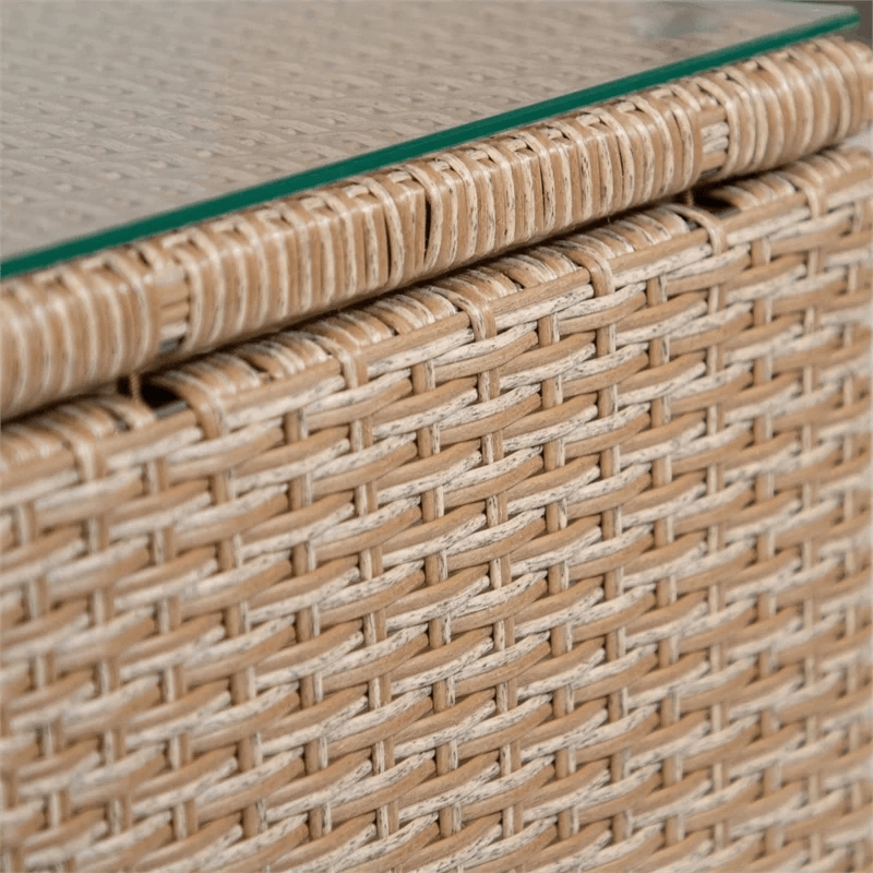 Muse & Lounge Co. Fields Outdoor Patio End Table in Natural PE Wicker / Rattan