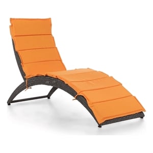 Muse & Lounge Co. Fields Outdoor Chaise Lounge in Orange PE Wicker / Rattan