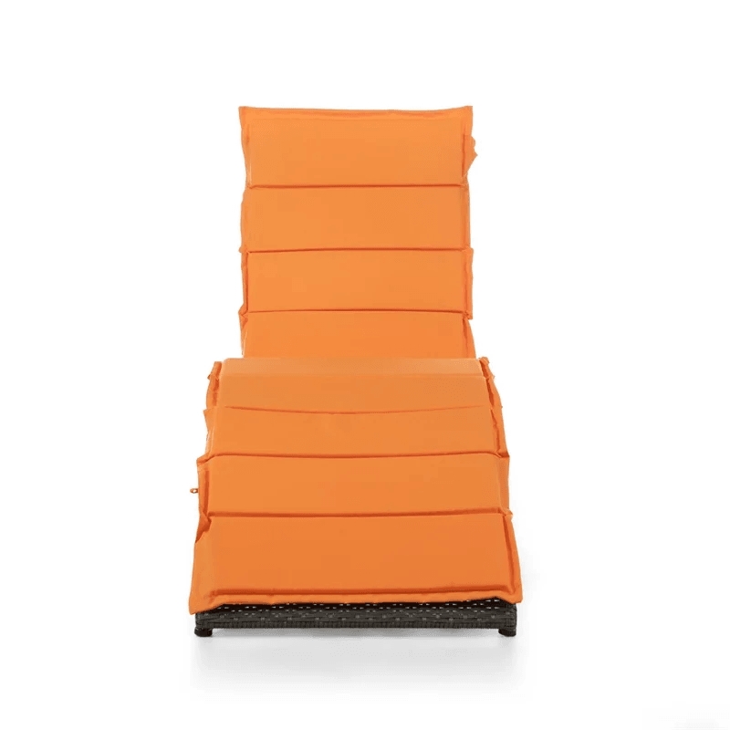 Muse & Lounge Co. Fields Outdoor Chaise Lounge in Orange PE Wicker / Rattan