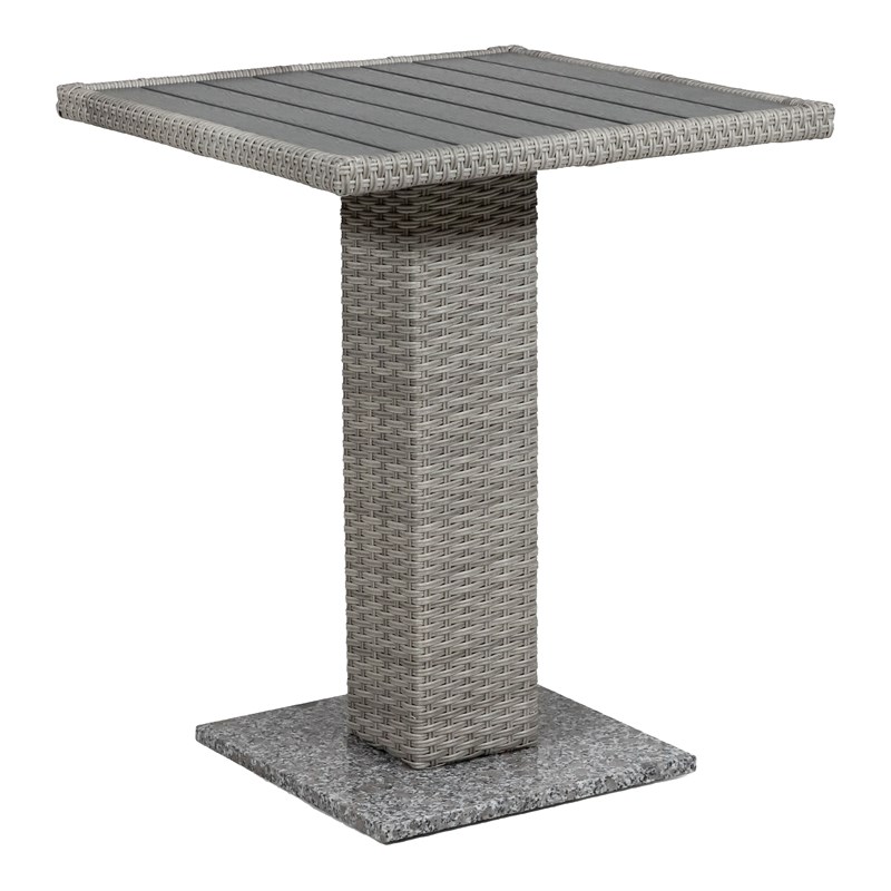 Muse & Lounge Co. Makan Outdoor Patio PE Wicker / Rattan Bistro Table in Gray