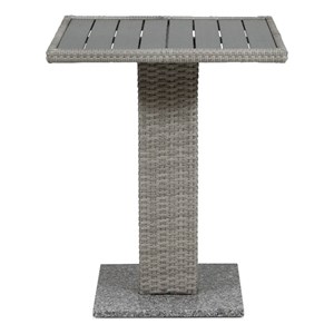 Muse & Lounge Co. Makan Outdoor Patio PE Wicker / Rattan Bistro Table in Gray