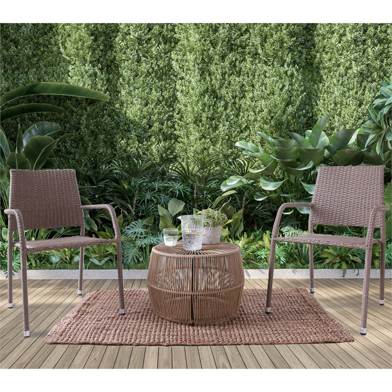 Muse & Lounge Co. Meja 3-Piece Outdoor PE Wicker / Rattan Bistro Set in Natural
