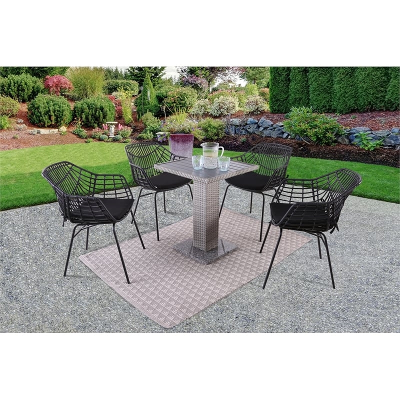 Muse & Lounge Co. Makan 3-Piece Outdoor PE Wicker / Rattan Bistro Set in Gray