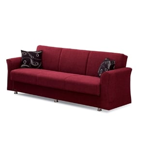 Beyan Signature Ohio 89&quot Chenille Convertible Sleeper Sofa with Storage in Red