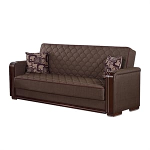 Beyan Signature Oregon 89&quot Fabric Convertible Sleeper Sofa with Storage in Brown