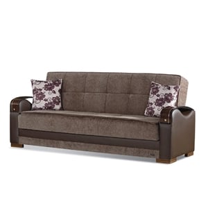 Beyan Signature Hartford 87&quot Chenille Convertible Sleeper Sofa in Brown
