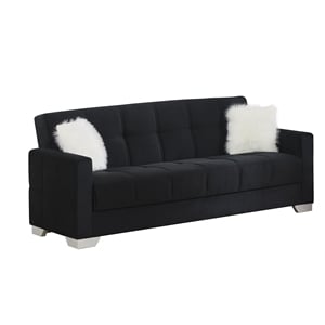 Beyan Signature Ontario 90&quot Microfiber Convertible Sleeper Sofa in Black