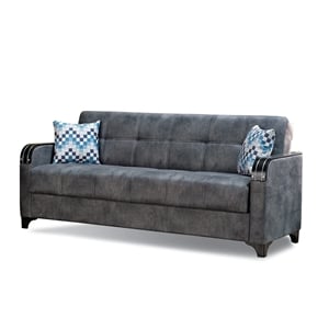 Beyan Signature Nebraska 85&quot Microfiber Convertible Sleeper Sofa in Gray