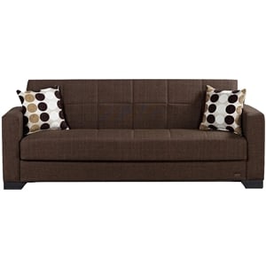Beyan Signature Vermont 84&quot Fabric Convertible Sleeper Sofa in Brown