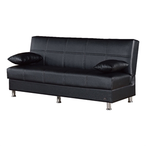 Beyan Signature Halifax 75&quot Faux Leather Convertible Sleeper Sofa in Black