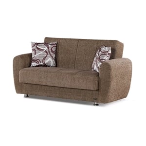 Beyan Signature Colorado 61&quot Chenille Convertible Sleeper Loveseat in Dark Beige