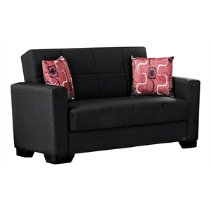 Beyan Signature Vermont 63&quot Fabric Convertible Sleeper Loveseat in Black