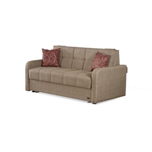 Beyan Signature Madrid 69&quot Fabric Pull Out Sleeper Sofa in Brown