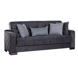 Beyan Signature Cairo 89&quot Microfiber Convertible Sleeper Sofa in Gray