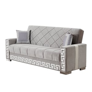Beyan Signature Queens 84&quot Microfiber Convertible Sleeper Sofa in Gray/White