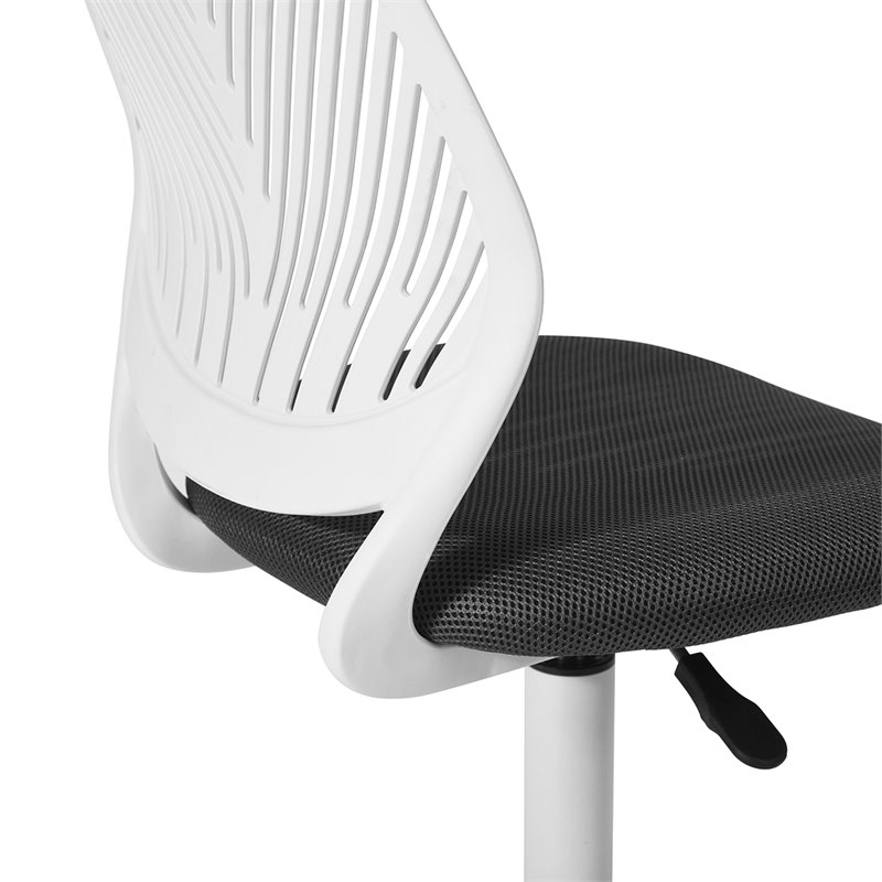 FurnitureR Carnation Swivel Teen Plastic and Mesh Task Chair in Gray