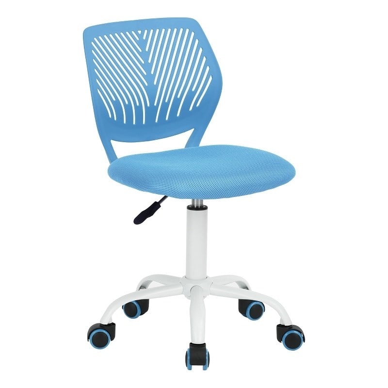 FurnitureR Carnation Swivel Teen Plastic and Mesh Task Chair in Blue