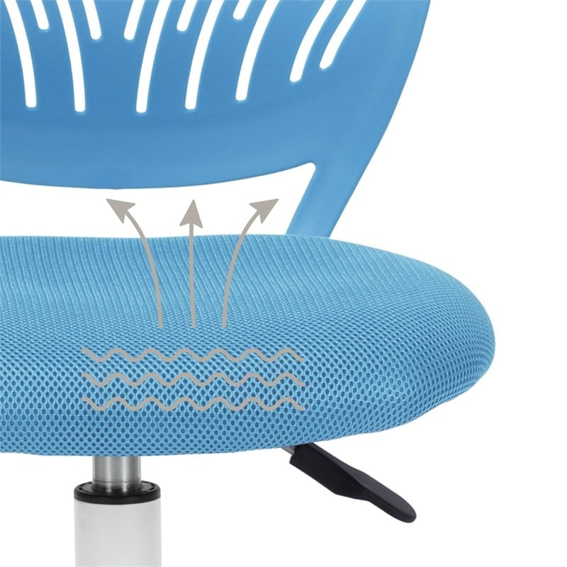 FurnitureR Carnation Swivel Teen Plastic and Mesh Task Chair in Blue