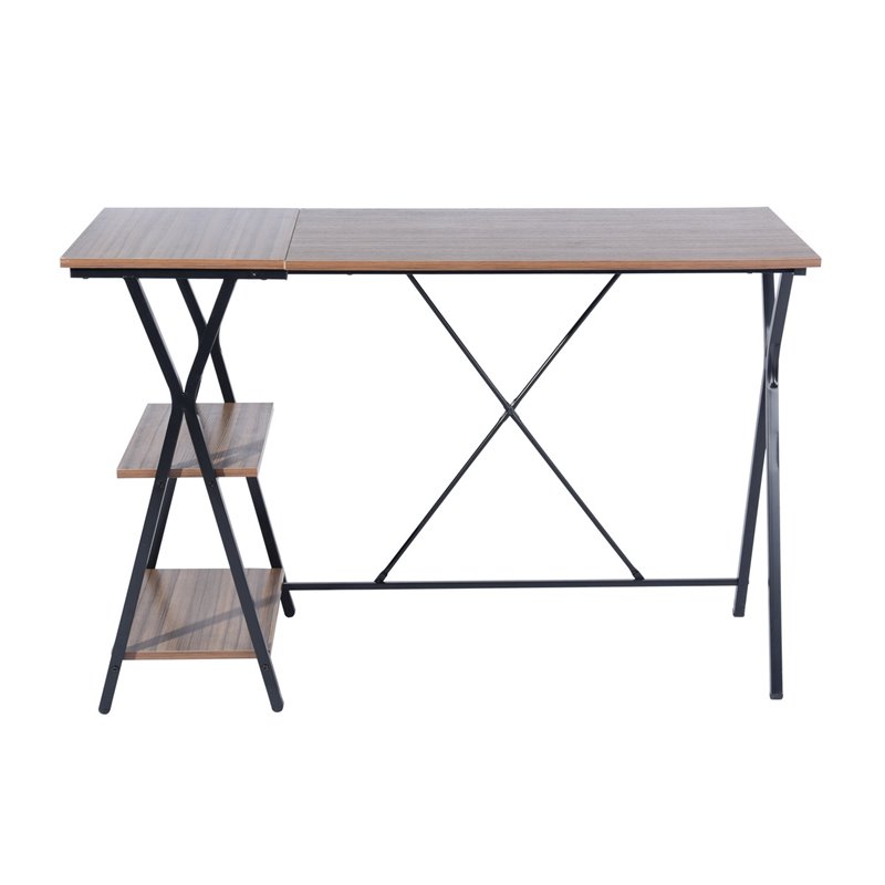Homycasa Maddie Modern Engineered Wood Computer Desk with Shelves in Brown