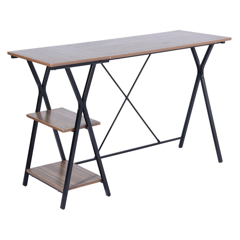 Homycasa Maddie Modern Engineered Wood Computer Desk with Shelves in Brown