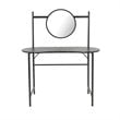 FurnitureR Looney Kidney-shaped Wood Writing Desk with Mirror in Marble Black