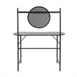 FurnitureR Looney Kidney-shaped Wood Writing Desk with Mirror in Marble Black