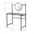 FurnitureR Looney Kidney-shaped Wood Writing Desk with Mirror in Marble Black