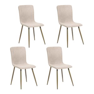 Homycasa Scargill Fabric and Metal Dining Chairs in Beige (Set of 4)
