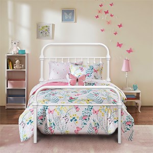 Homycasa Gobert 43.3&quot Contemporary Metal Twin Size Bed Frame Platform in White