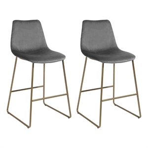 Homycasa Batassel 26.4&quot Velvet Fabric Counter Stools in Gray (Set of 2)