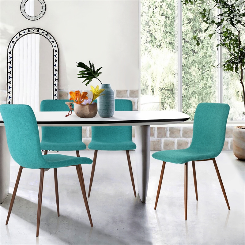 Homycasa Scargill Fabric and Metal Dining Chairs in Green