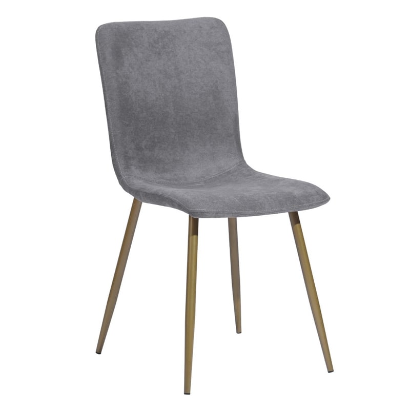 Homycasa Scargill Fabric and Metal Dining Chair in Gray/Gold Legs (Set of 4)