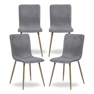 Homycasa Scargill Fabric and Metal Dining Chair in Gray/Gold Legs (Set of 4)
