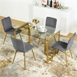 Homycasa Scargill Fabric and Metal Dining Chair in Gray/Gold Legs (Set of 4)