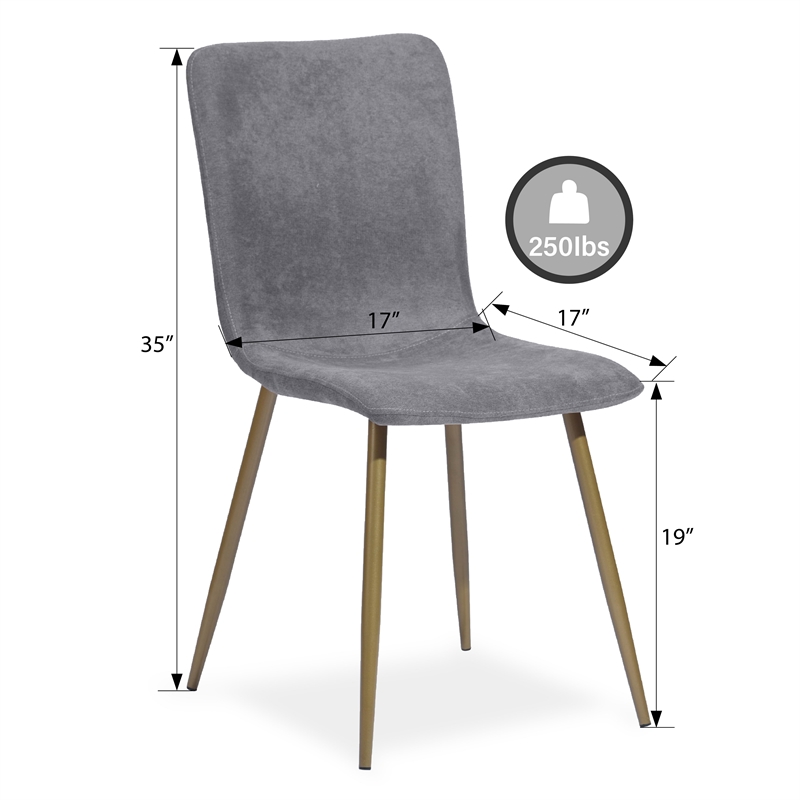 Homycasa Scargill Fabric and Metal Dining Chair in Gray/Gold Legs (Set of 4)