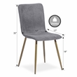 Homycasa Scargill Fabric and Metal Dining Chair in Gray/Gold Legs (Set of 4)