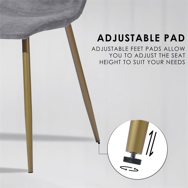 Homycasa Scargill Fabric and Metal Dining Chair in Gray/Gold Legs (Set of 4)