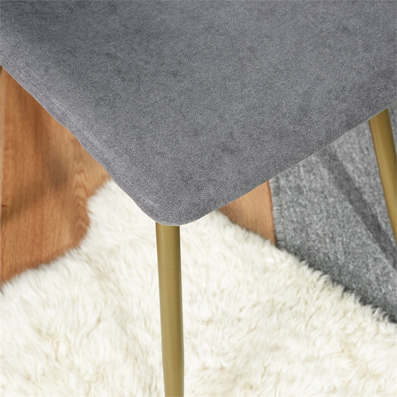 Homycasa Scargill Fabric and Metal Dining Chair in Gray/Gold Legs (Set of 4)