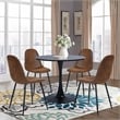 Homycasa Charlton Micro-suede Fabric Dining Chair in Brown (Set of 4)