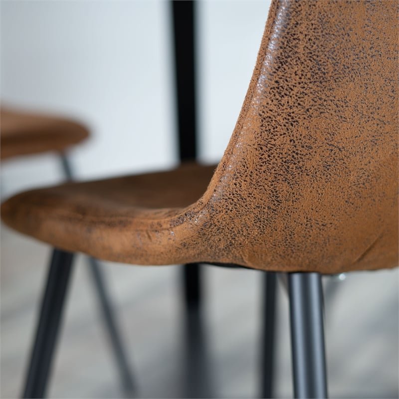 Homycasa Charlton Micro-suede Fabric Dining Chair in Brown (Set of 4)