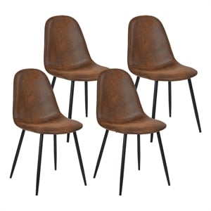 Homycasa Charlton Microsuede Fabric Dining Chairs in Brown (Set of 4)