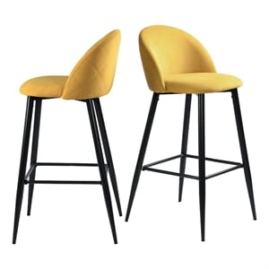 Homycasa 30 IN. Low Back Metal Frame Barstool With Fabric Seat ( Set of 2)