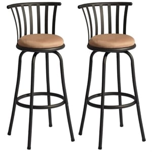 Homycasa Velvet Brown 29'' Bar Stool Swivel High Back Barstools(Set of 2)