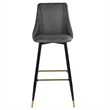 FurnitureR 30'' Modern Barstool Faux Leather Black Legs Set of 2